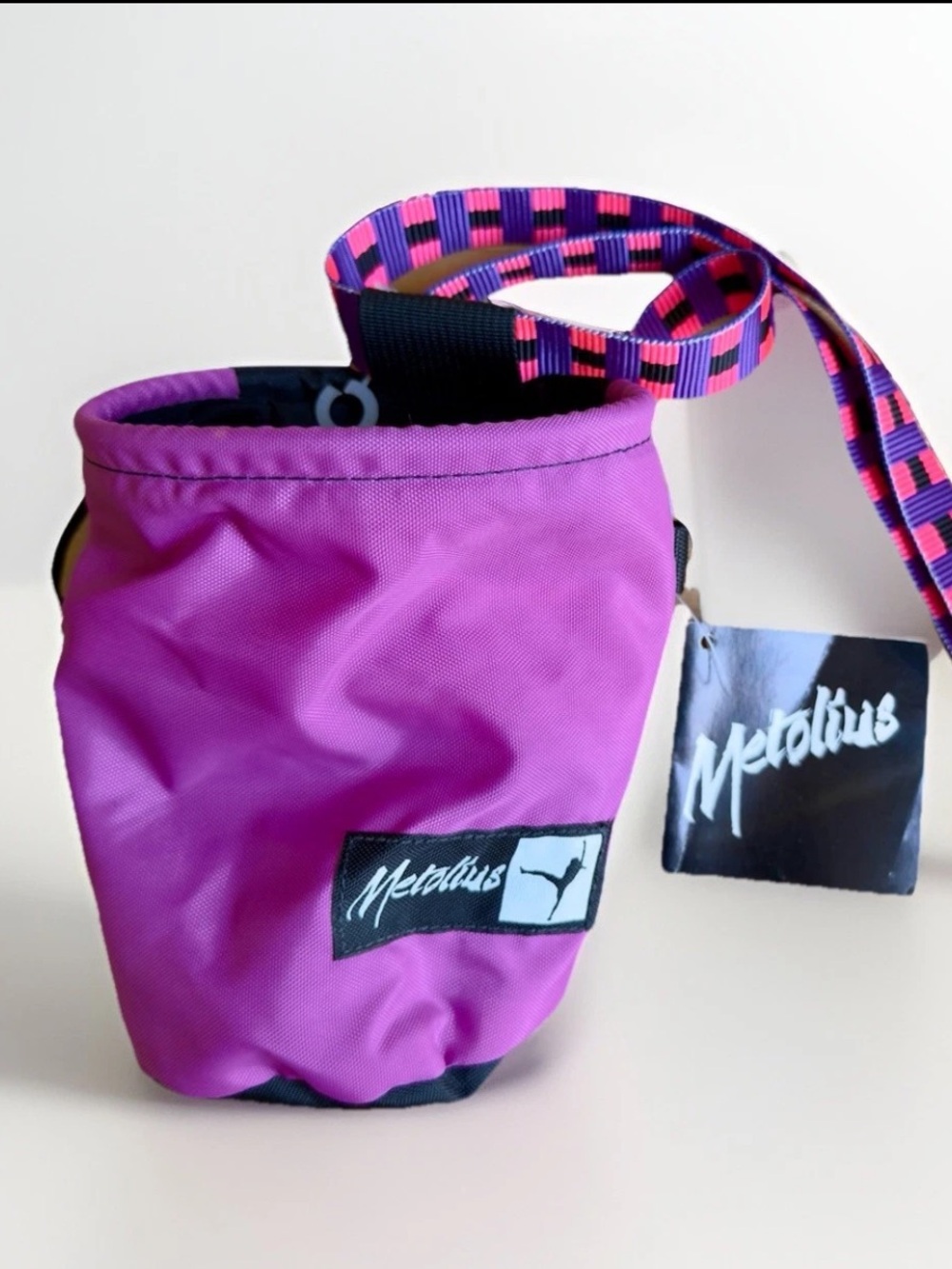 Metolius Small Rock Climbing Comp Chalk Bag Purple Synthetic Fur Liner